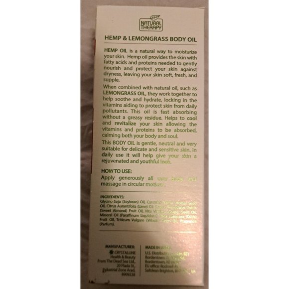 Natural Therapy 4 Oz Hemp & Lemongrass Cooling & Revitalizing Body Oil - Picture 4 of 6